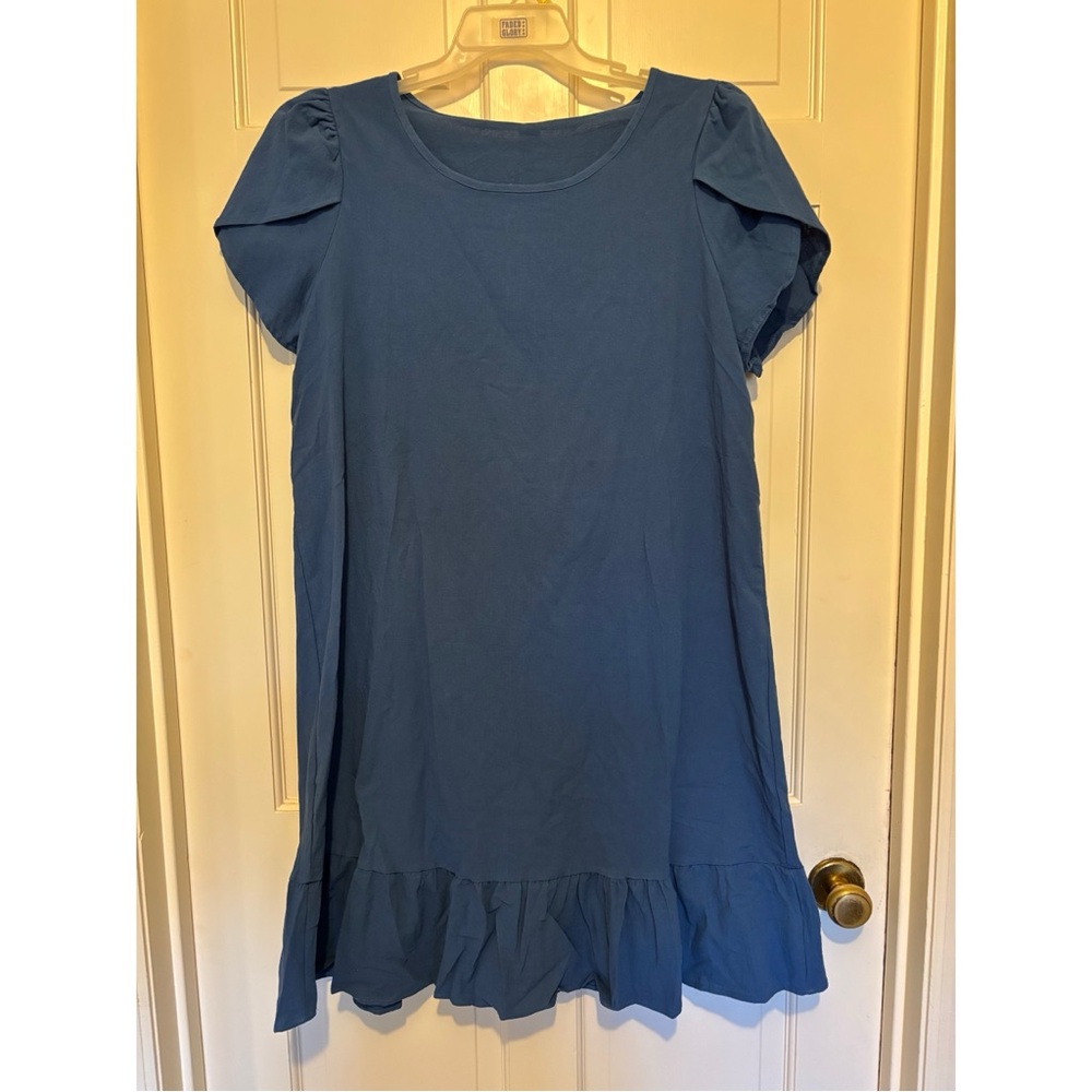 Women’s blue short sleeve ruffle dress size xl casual event party - Picture 5 of 10